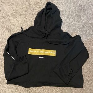 Black Graphic Hoodie with Yellow Accent